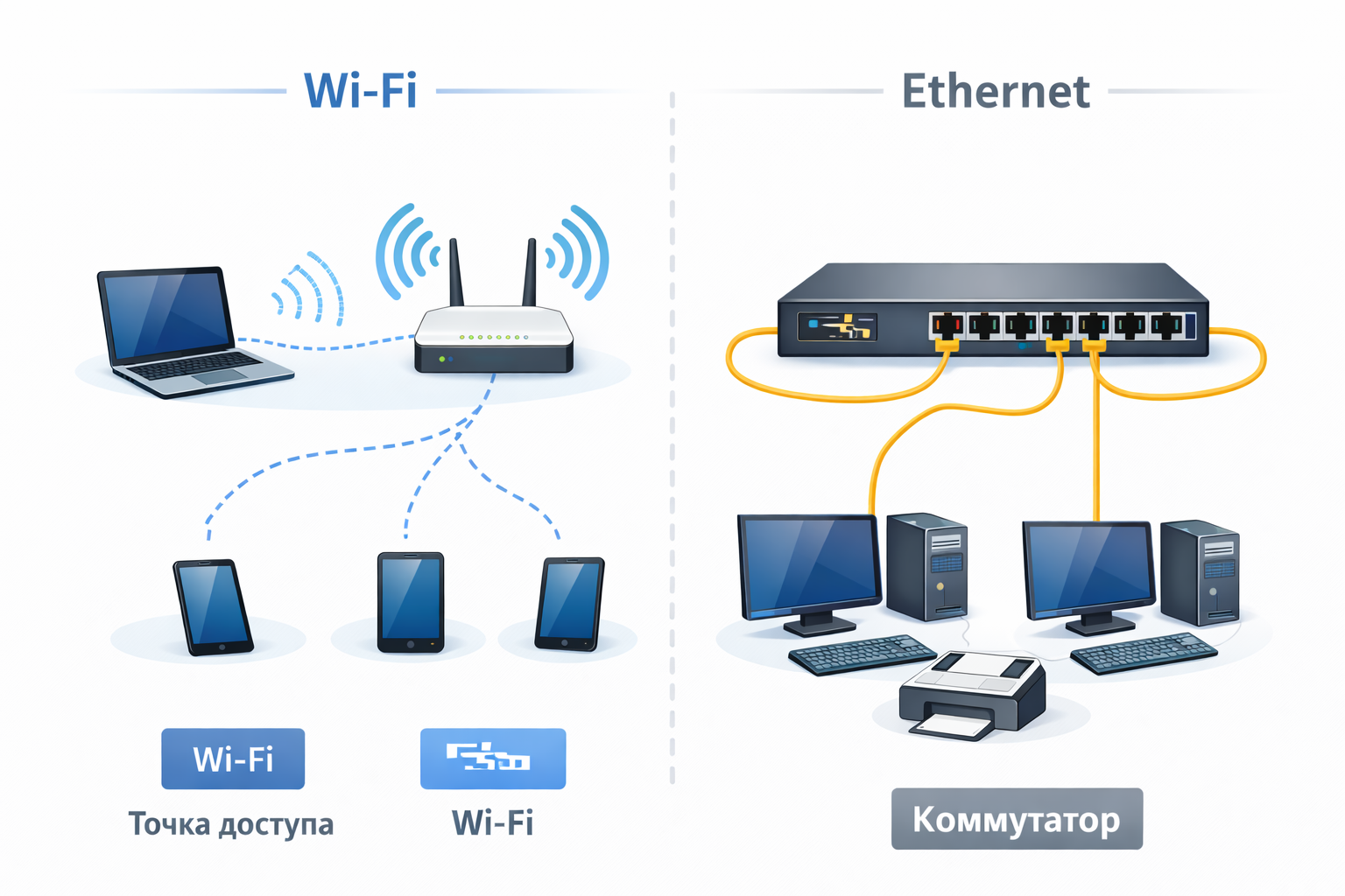 Схема сети Wi‑Fi и Ethernet