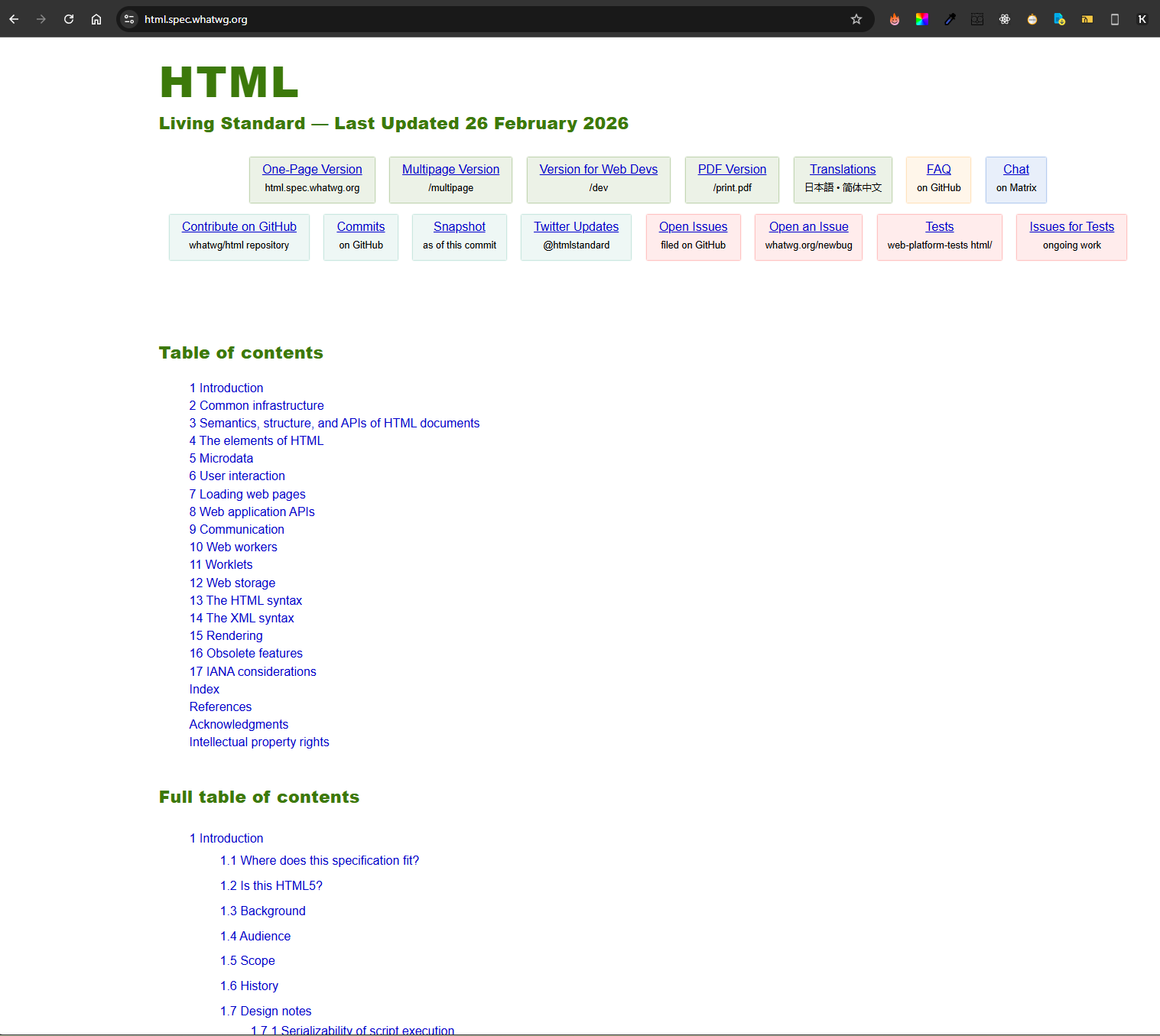 HTML Living Standard (WHATWG)
